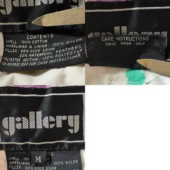 VTG GALLERY Quilted Puffer Jacket Unisex Confetti SzM Retro 90s Disco Y2K Iconic